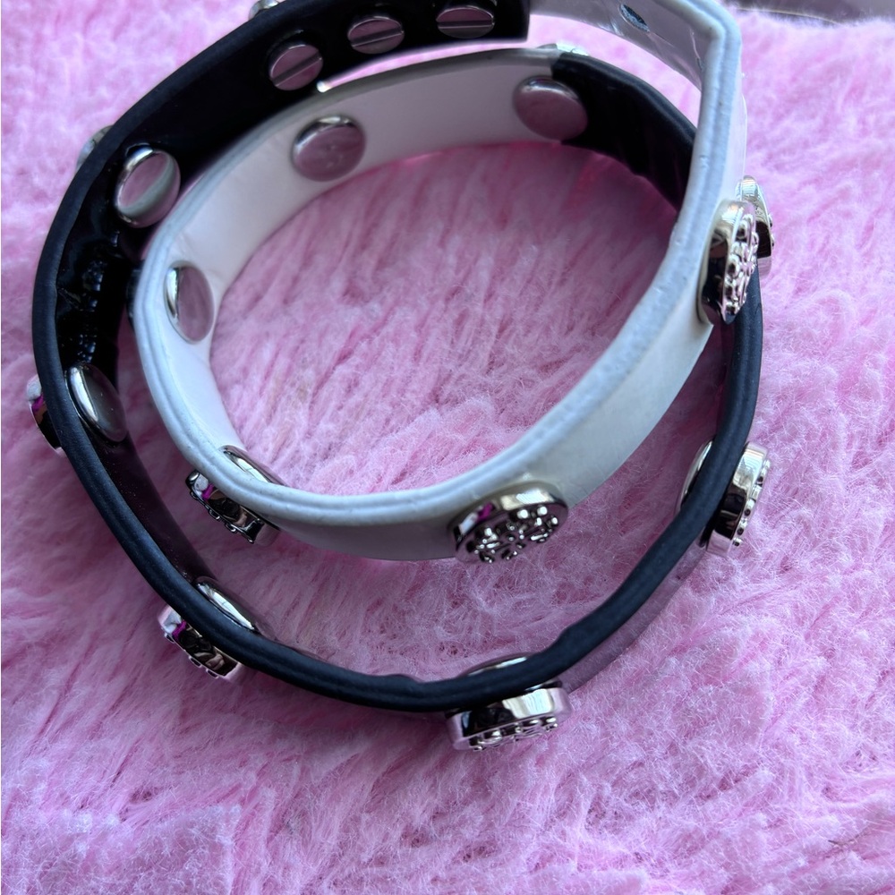 Rustic Cuff Black and White Studded Bracelet - Picture 6 of 6